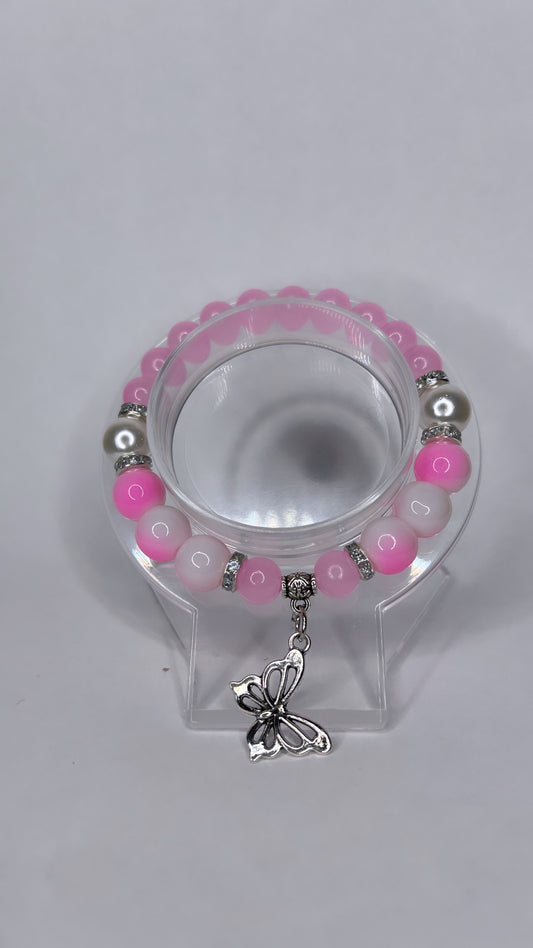 pink silver butterfly (1pc)